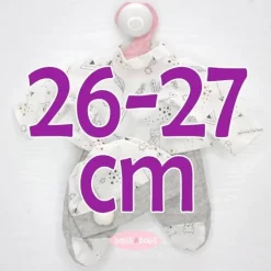 Tenue pour poupée Antonio Juan 26-27 cm - Pyjama blanc-gris avec bonnet