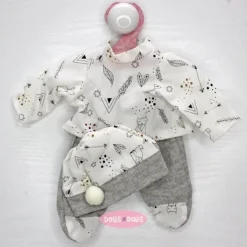 Tenue pour poupée Antonio Juan 26-27 cm - Pyjama blanc-gris avec bonnet