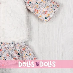 Tenue pour poupée Así 40 cm - Robe liberty corail avec shearling pour poupée Sabrina