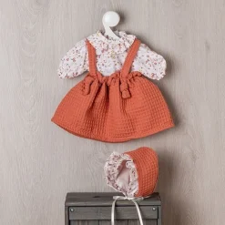 Tenue pour poupée Así 46 cm - Chemise et jupe à fleurs avec bretelles en forme de chaudron pour poupée Leo