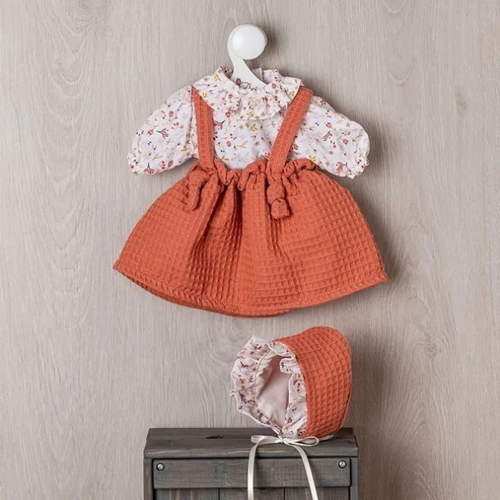 Tenue pour poupée Así 46 cm - Chemise et jupe à fleurs avec bretelles en forme de chaudron pour poupée Leo