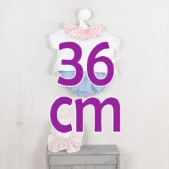 Tenue pour poupée Así 36 cm - Ensemble pololo en jean et t-shirt à col rose pour poupée Koke