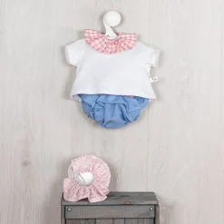 Tenue pour poupée Así 36 cm - Ensemble pololo en jean et t-shirt à col rose pour poupée Koke