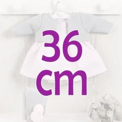 Tenue pour poupée Así 36 cm - Robe rose avec veste grise ajourée pour Koke