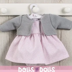 Tenue pour poupée Así 36 cm - Robe rose avec veste grise ajourée pour Koke