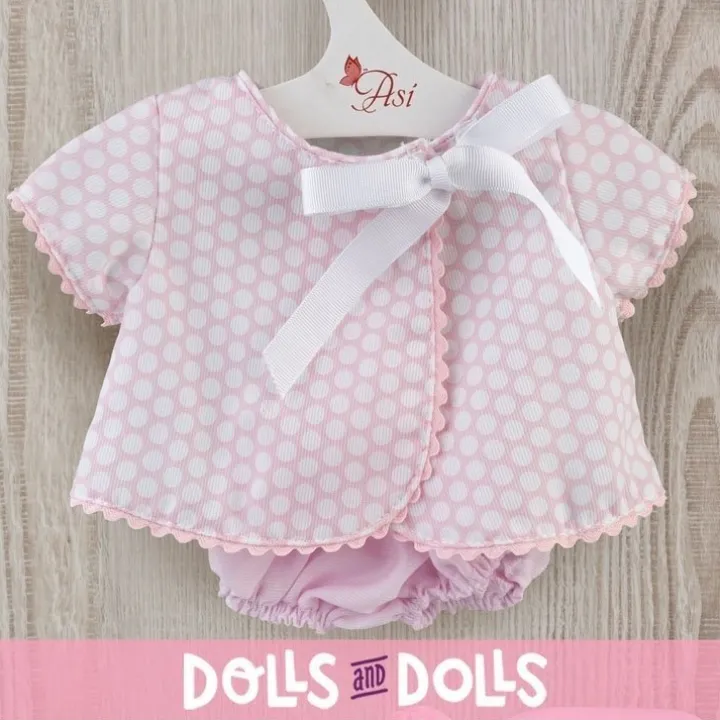 Tenue pour poupée Así 43 cm - Robe rose piqué avec cercles blancs pour poupée María