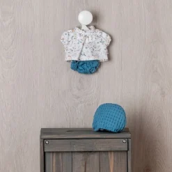 Tenue pour poupée Así 28 cm - Chemise à fleurs avec culotte et bonnet bleu pour poupée Gordi