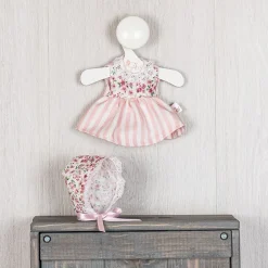 Tenue pour poupée Así 20 cm - Robe rayée rose avec poitrine fleurie pour poupée Bomboncín