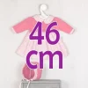 Tenue pour poupée Así 46 cm - Robe fleurie rose plastron fuchsia pour poupée Léo