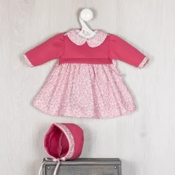 Tenue pour poupée Así 46 cm - Robe fleurie rose plastron fuchsia pour poupée Léo