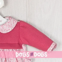 Tenue pour poupée Así 46 cm - Robe fleurie rose plastron fuchsia pour poupée Léo