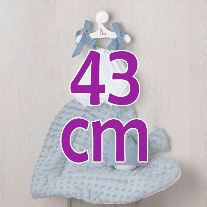 Tenue pour poupée Así 43 cm - Grenouillère Plumeti et coussin en forme de feuille pour poupée Pablo