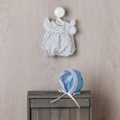 Tenue pour poupée Así 28 cm - Barboteuse florale avec bonnet bleu pour poupée Gordi