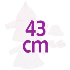 Tenue pour poupée Así 43 cm - Robe en maille rose, duffle coat, bonnet et chaussons pour poupée María