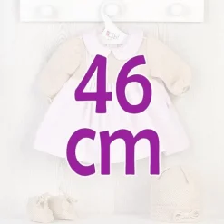 Tenue pour poupée Así 46 cm - Robe tricotée à carreaux roses avec bonnet et chaussons pour Leo