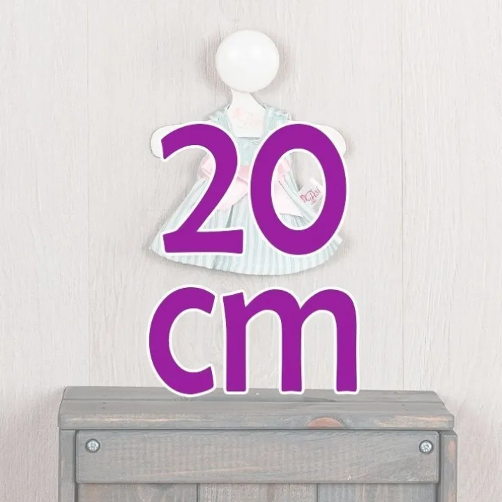 Tenue pour poupée Así 20 cm - Robe en piqué vert à rayures blanches et nœud rose pour poupée Bomboncín