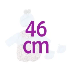 Tenue pour poupée Así 46 cm - Barboteuse à fleurs grises avec veste bleu clair, chapeau et bottines pour Leo