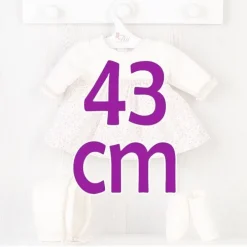 Tenue pour poupée Así 43 cm - Robe beige imprimée de fleurs roses avec chapeau et chaussons pour María