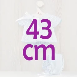 Tenue pour poupée Así 43 cm - Robe piqué bleu clair avec cercles blancs pour poupée Pablo