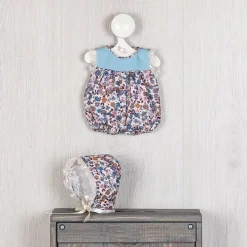 Tenue pour poupée Así 28 cm - Barboteuse fleurie bleue avec plastron bleu pour poupée Gordi
