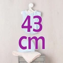 Tenue pour poupée Así 43 cm - Body et bonnet en tricot bleu avec couverture beige pour poupée Pablo