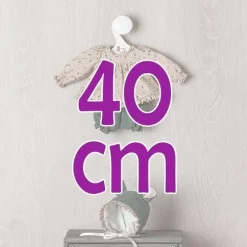 Tenue pour poupée Así 40 cm - Petit bonnet à oreilles avec fleurs vertes ensemble de robe pour poupée Sabrina