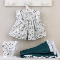 Tenue pour poupée Así 43 cm - Robe oiseaux avec couverture bleue pour poupée María