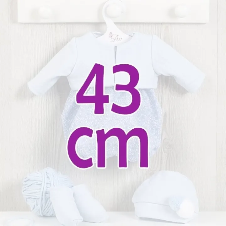 Tenue pour poupée Así 43 cm - Barboteuse à fleurs bleues avec veste pour Pablo