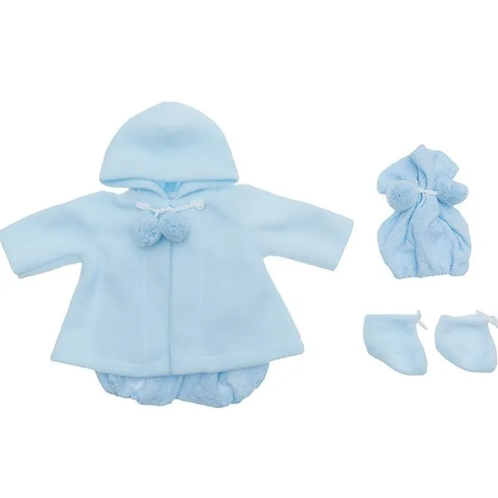 Tenue pour poupée Así 46 cm - Barboteuse tricotée bleue avec duffle-coat, bonnet et bottines pour Leo