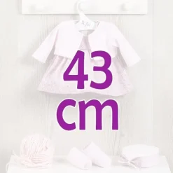Tenue pour poupée Así 43 cm - Robe rose avec veste plumeti pour María