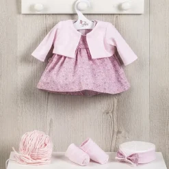 Tenue pour poupée Así 43 cm - Robe rose avec veste plumeti pour María