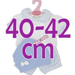 Vêtements pour poupée Antonio Juan 40-42 cm - Ensemble bleu à pois blancs et chapeau