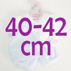 Vêtements pour poupée Antonio Juan 40-42 cm - Ensemble bleu clair et blanc avec hexagones imprimés avec chapeau