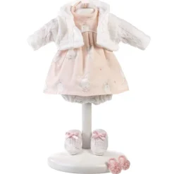 Vêtements pour poupées Llorens 33 cm - Robe lapin rose avec veste blanche
