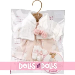 Vêtements pour poupées Llorens 33 cm - Robe lapin rose avec veste blanche