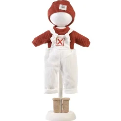 Vêtements pour poupées Llorens 42 cm - Combinaison blanche avec pull rouge et bonnet
