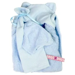 Vêtements pour poupées Llorens 35 cm - Ensemble bleu avec capuchon serviette, drap et couche