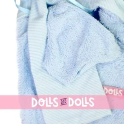 Vêtements pour poupées Llorens 35 cm - Ensemble bleu avec capuchon serviette, drap et couche