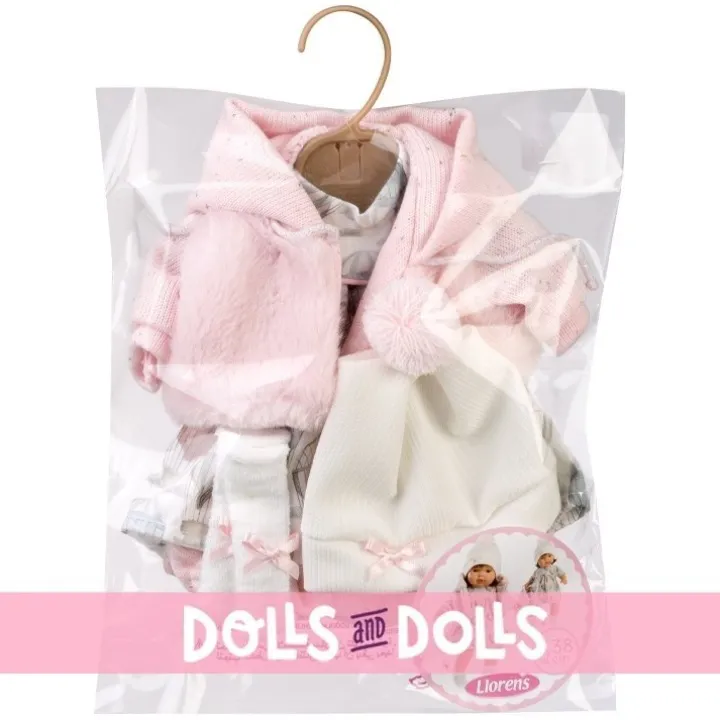 Vêtements pour poupées Llorens 38 cm - Robe à motifs de ballons, veste, chapeau et chaussettes