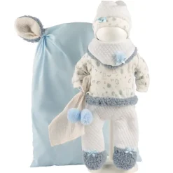 Vêtements pour poupées Llorens 40 cm - Pyjama bleu avec imprimé nature et coussin