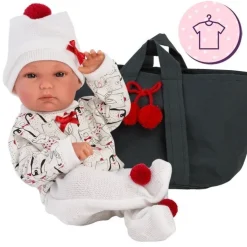 Vêtements pour poupées Llorens 35 cm - Barboteuse imprimé animal avec bonnet