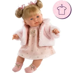 Vêtements pour poupées Llorens 42 cm - Robe coeur rose avec veste et chaussons