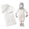 Vêtements pour poupées Llorens 43 cm - Pyjama à pois, bonnet, gants, écharpe, gigoteuse et sac de couchage