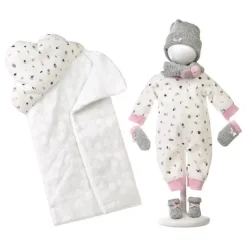 Vêtements pour poupées Llorens 43 cm - Pyjama à pois, bonnet, gants, écharpe, gigoteuse et sac de couchage