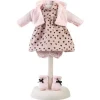 Vêtements pour poupées Llorens 33 cm - Robe noire en forme de cœur avec veste rose et chaussettes roses avec un nœud noir