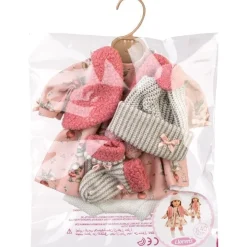 Vêtements pour poupées Llorens 40 cm - Robe rose à fleurs avec gilet, chapeau et chaussettes