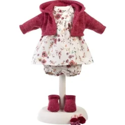 Vêtements pour poupées Llorens 33 cm - Robe à fleurs avec veste marron