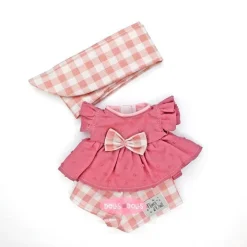 Vêtements pour poupées Nines d'Onil 30 cm - Mia - Robe rose avec bandeau à carreaux